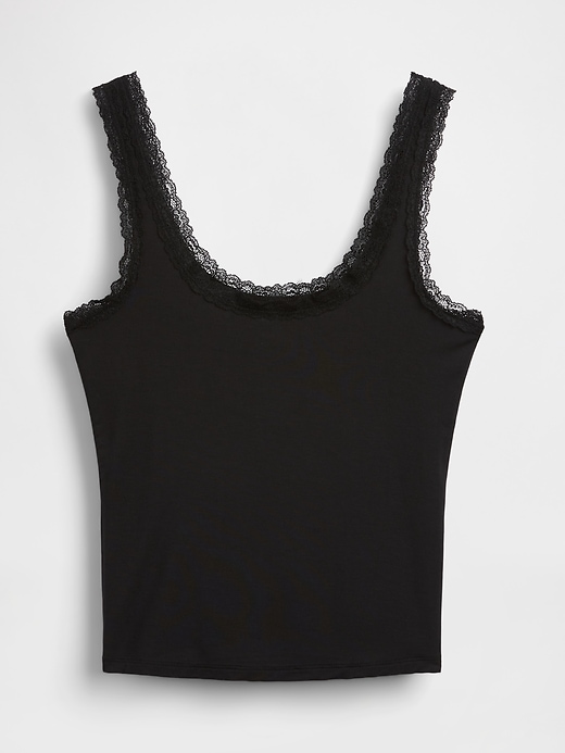 Image number 1 showing, Softest Modal Lace-Trim PJ Tank Top