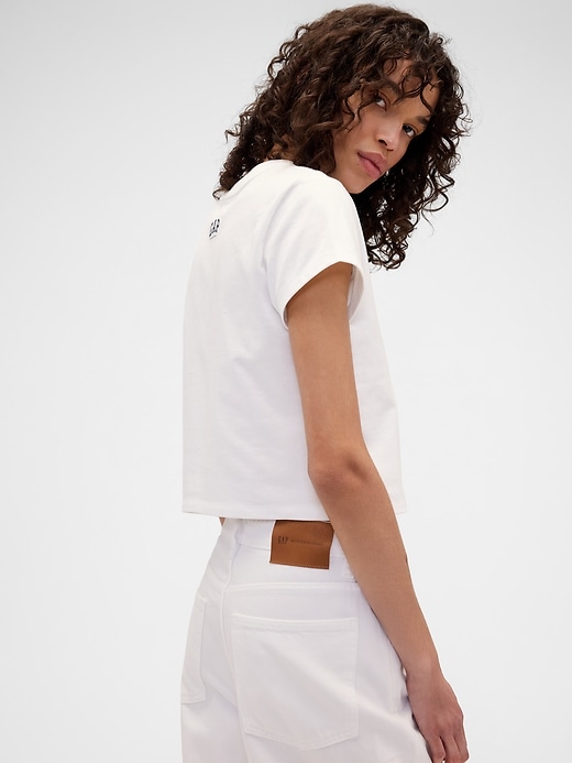 Image number 3 showing, Gap × Victoria Beckham Organic Cotton Logo Crop T-Shirt