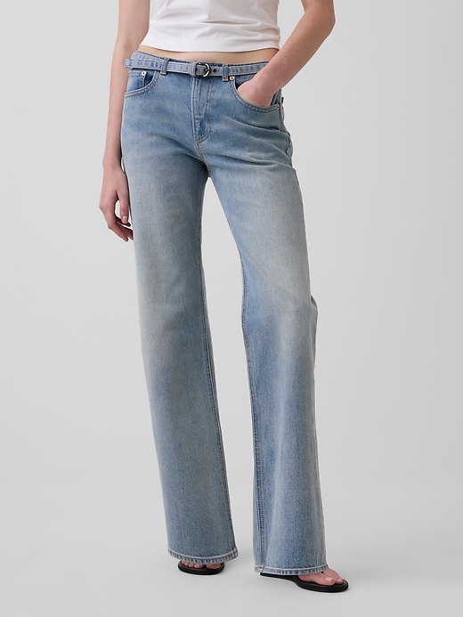 Image number 2 showing, Mid Rise Micro Belt Relaxed Straight Jeans