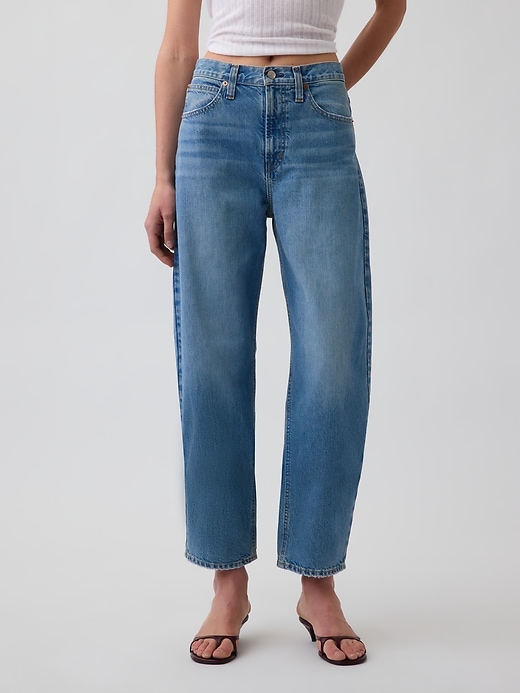 Image number 2 showing, High Rise Crop Barrel Jeans