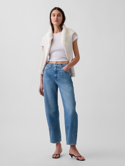 High Rise Crop Barrel Jeans