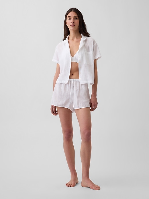 L'image numéro 1 présente Short de pyjama en gaze froissée