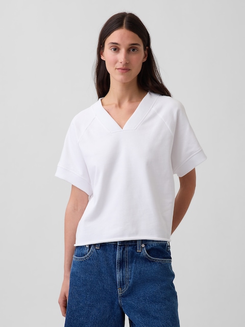 VintageSoft Terry Oversized V-Neck Sweatshirt