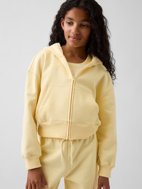 Kids VintageSoft Relaxed Lace-Trim Zip Hoodie