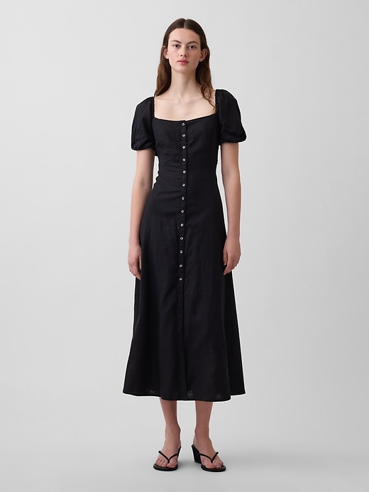 Image number 1 showing, Linen-Blend Empire Waist Maxi Dress