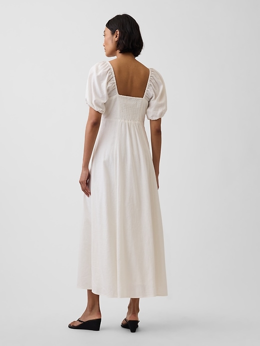 Image number 2 showing, Linen-Blend Empire Waist Maxi Dress