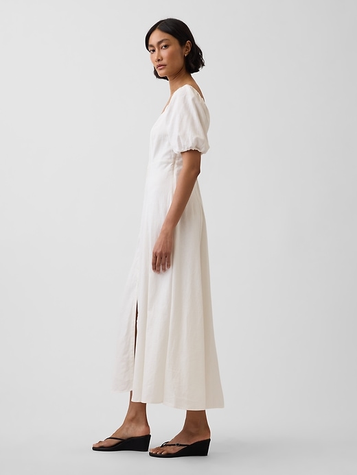 Image number 3 showing, Linen-Blend Empire Waist Maxi Dress