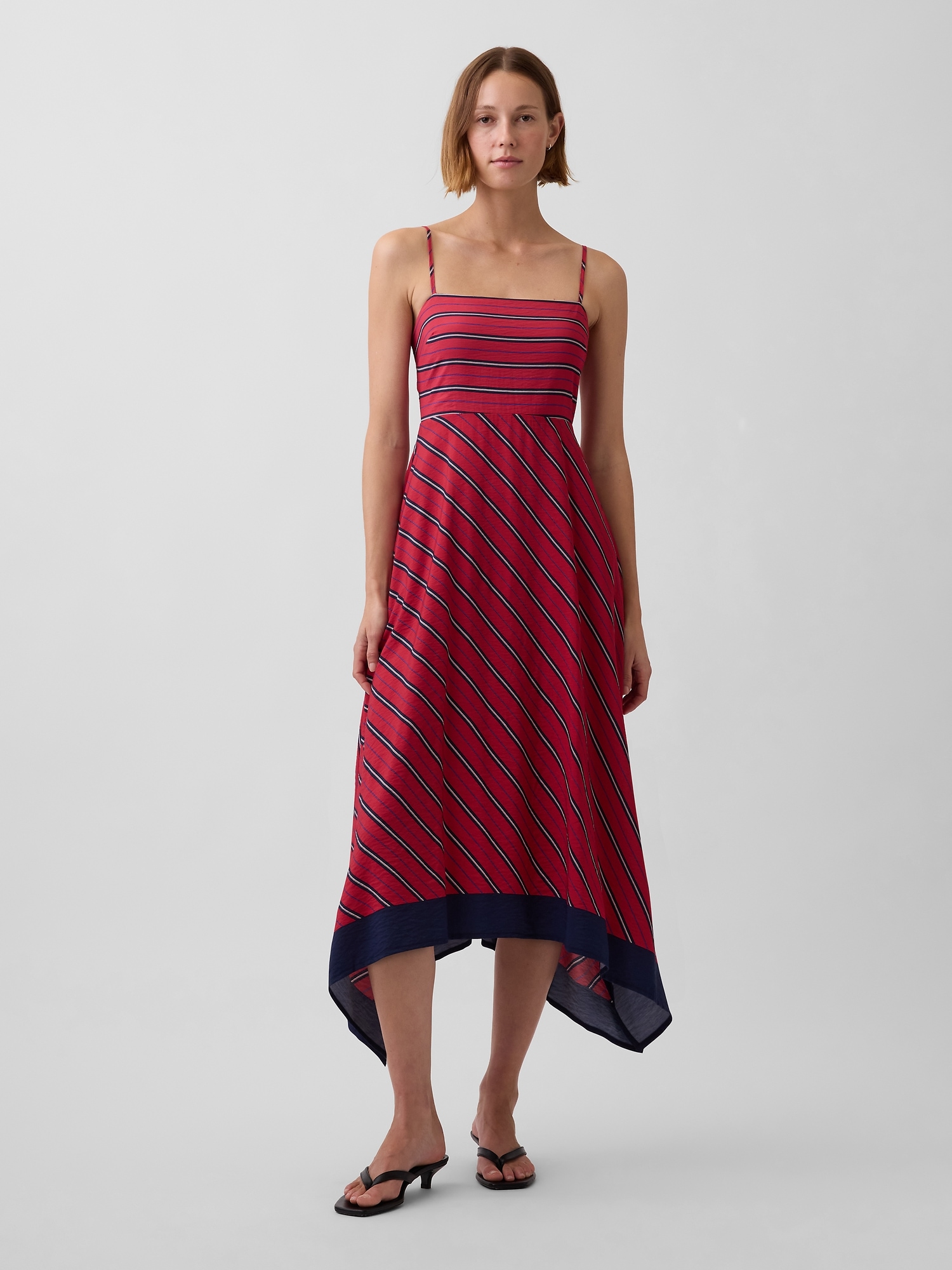 Stripe Handkerchief Midi Dress