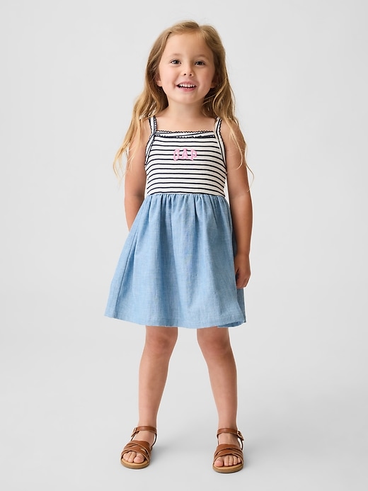 Image number 1 showing, Baby & Toddler Mixed Media Apron Dress