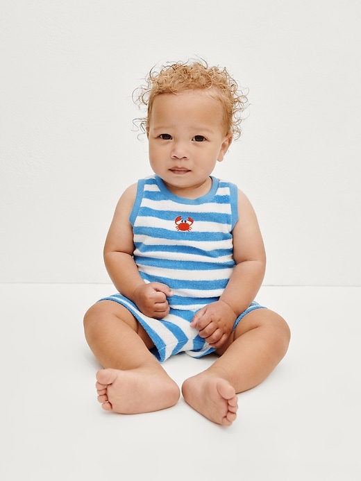 Image number 4 showing, Baby Towel Terry Stripe Outfit Set