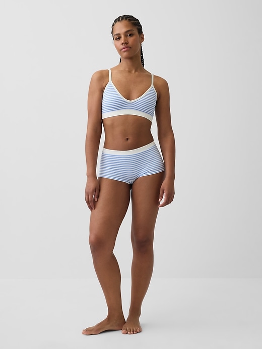 L'image numéro 4 présente Soutien-gorge léger côtelé à bonnets triangulaires sans coutures