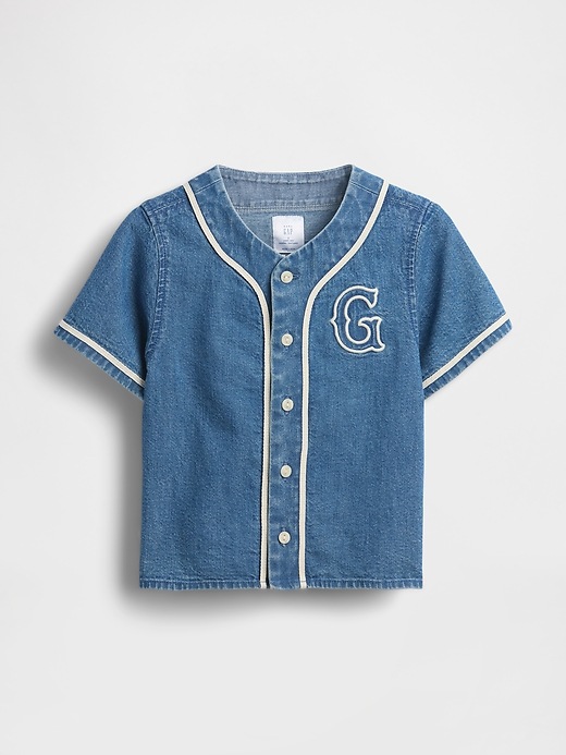 Image number 2 showing, Baby & Toddler Denim Varsity Logo Baseball Shirt