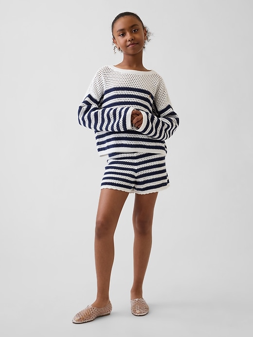 Image number 1 showing, Kids Crochet Stripe Easy Shorts
