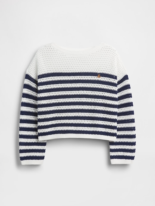 Image number 2 showing, Kids Crochet Oversized Stripe Sweater