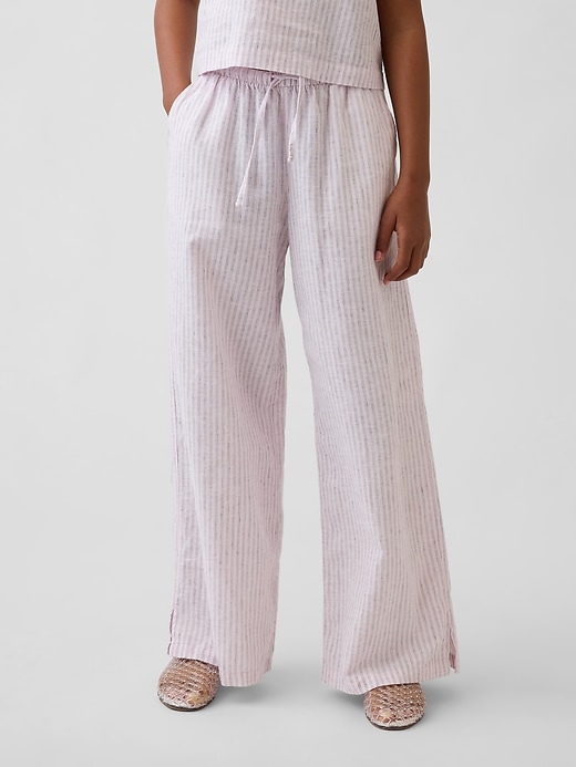 L'image numéro 3 présente Pantalon confort jambe large en lin et coton pour Enfant