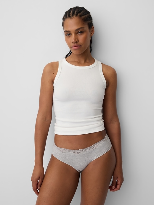 Image number 1 showing, Organic Stretch Cotton Lace-Trim Hipster