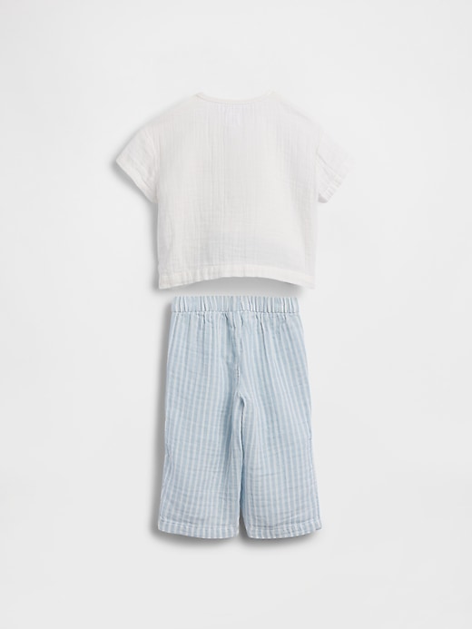 L'image numéro 2 présente Ensemble henley en gaze de coton pour Bébé