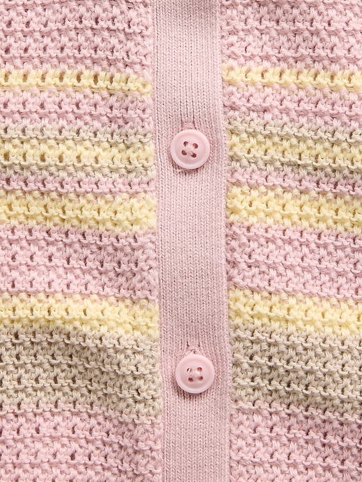L'image numéro 3 présente Ensemble avec gilet crocheté à rayures pour Bébé