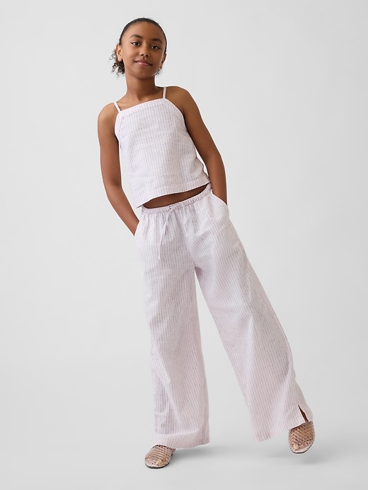 L'image numéro 1 présente Pantalon confort jambe large en lin et coton pour Enfant