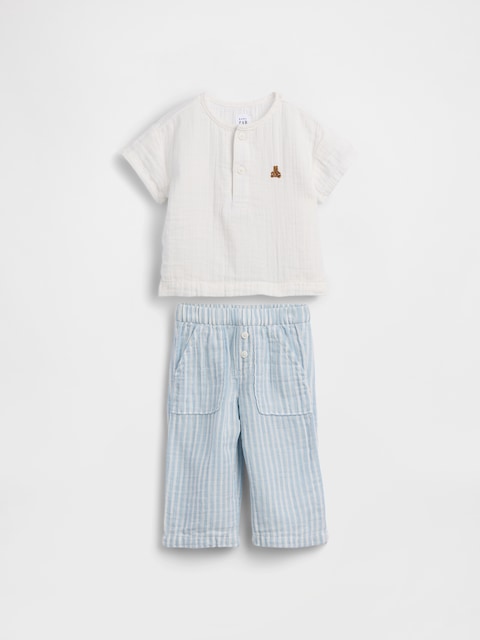 ENSEMBLE HENLEY EN GAZE DE COTON POUR BÉBÉ