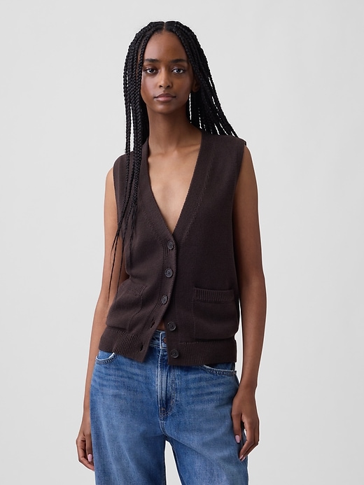 L'image numéro 1 présente Gilet à poche en tricot 100 % coton