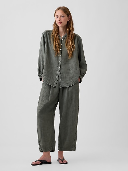 Image number 1 showing, Cotton Gauze Easy Barrel Pants