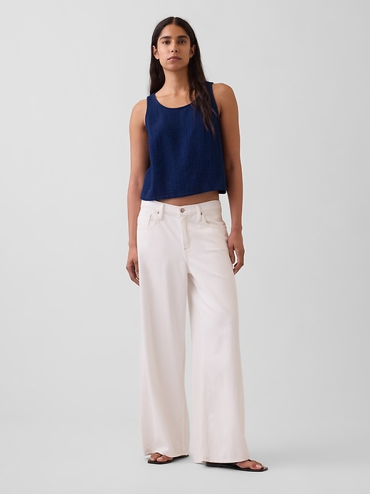 Image number 2 showing, Cotton Gauze Denim Crop Shell Tank Top