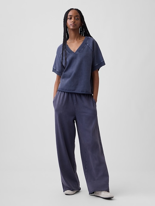 Image number 5 showing, French Terry Oversized V-Neck Sweatshirt