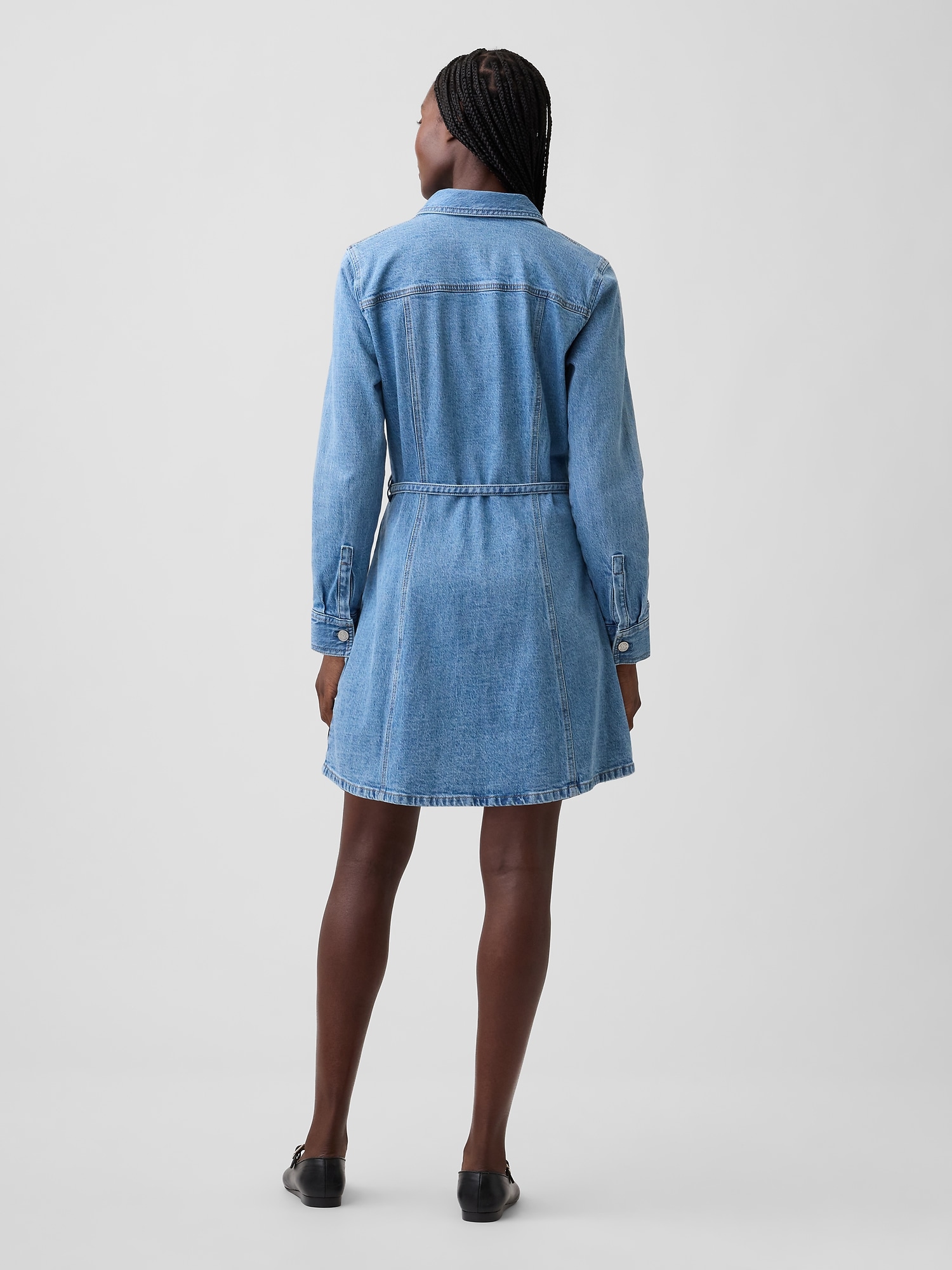 Denim Button-Front Mini Dress