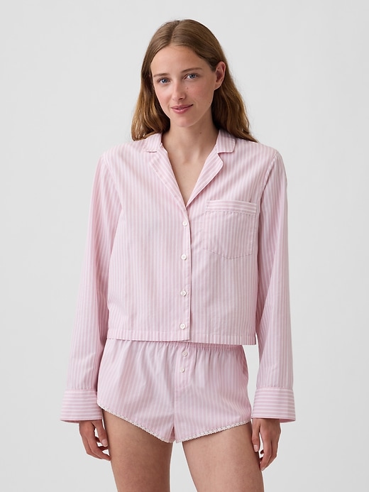 L'image numéro 1 présente Chemise de pyjama surdimensionnée courte en popeline
