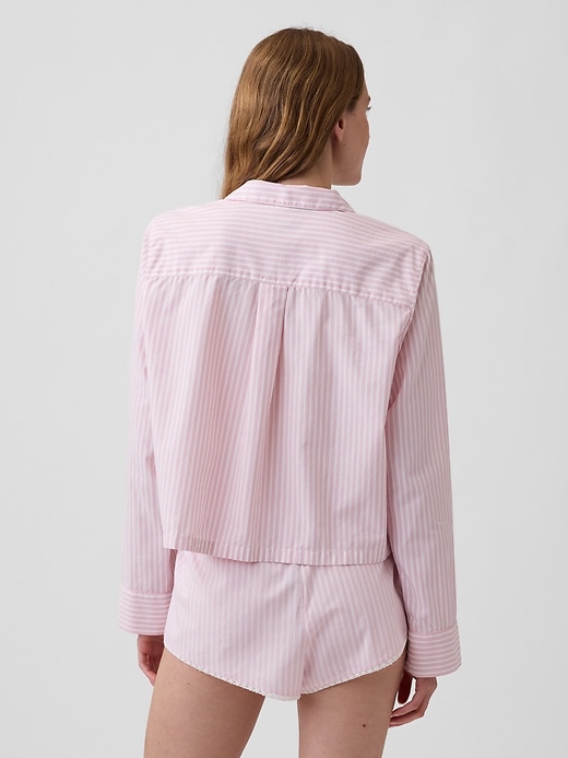 L'image numéro 3 présente Chemise de pyjama surdimensionnée courte en popeline
