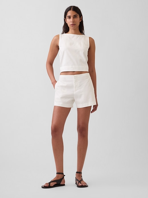Image number 1 showing, 4" Mid Rise Linen-Blend Shorts