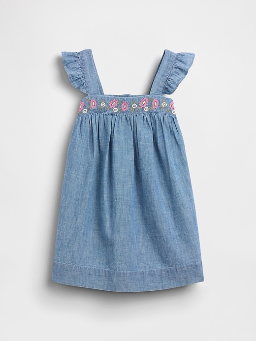 L'image numéro 2 présente Robe brodée en denim pour Bébé et Toute-petite