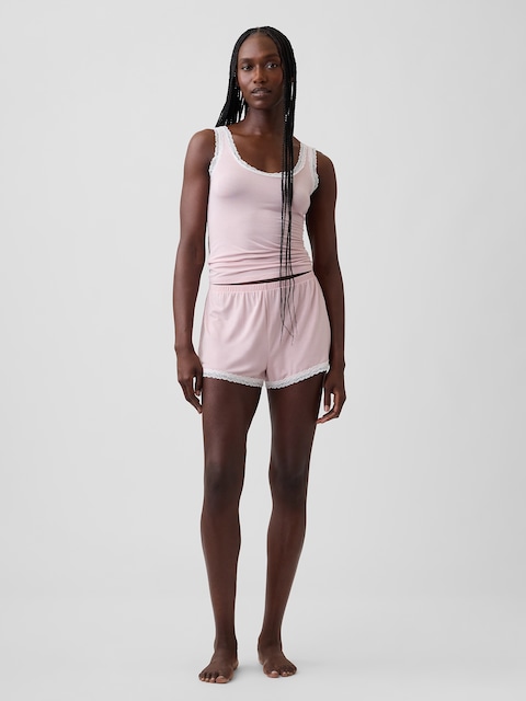 SoftMade Modal Lace-Trim PJ Shorts