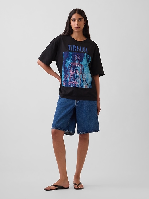 L'image numéro 6 présente T-shirt court épais à imprimé Nirvana