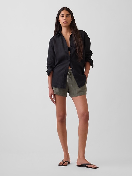 Image number 6 showing, 4" Mid Rise Cotton Gauze Easy Shorts