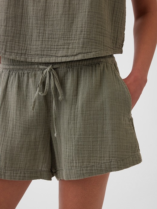 Image number 7 showing, 4" Mid Rise Cotton Gauze Easy Shorts