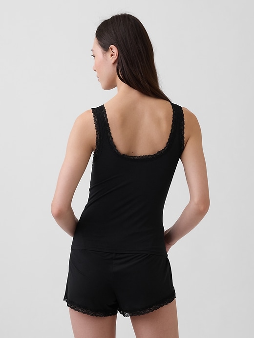 L'image numéro 3 présente Camisole de pyjama en modal ultra-doux à bordure en dentelle
