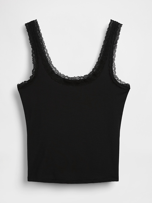L'image numéro 5 présente Camisole de pyjama en modal ultra-doux à bordure en dentelle