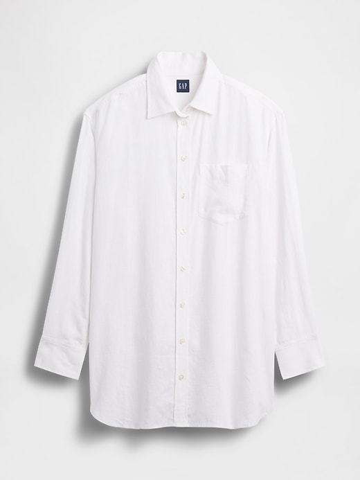 Image number 5 showing, Linen-Blend Oversized Tunic Shirt