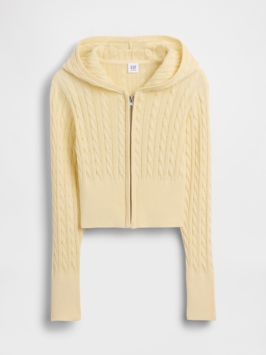 L'image numéro 2 présente Veste à capuchon en tricot torsadé pour Enfant