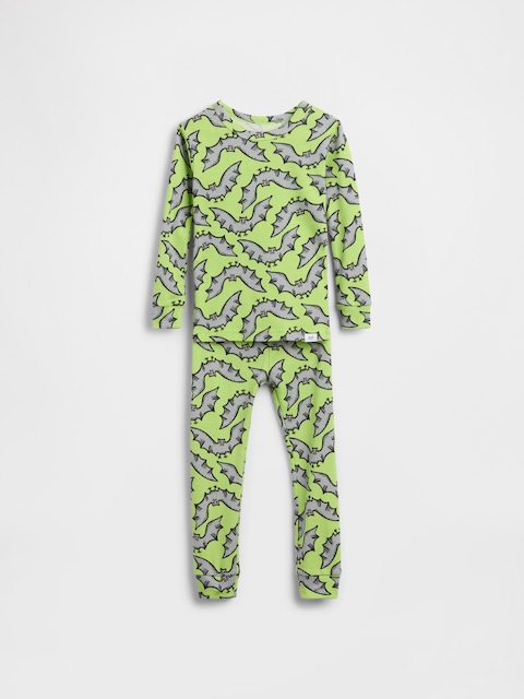 PYJAMA EN COTON BIOLOGIQUE BROSSÉ À MOTIF DE CHAUVE-SOURIS POUR BÉBÉ ET TOUT-PETIT