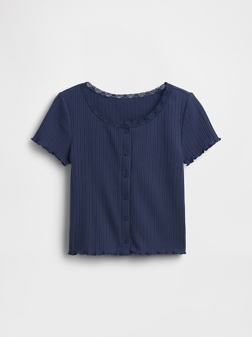 Image number 2 showing, Kids Pointelle Rib Button-Front T-Shirt