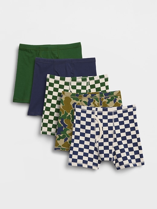 Image number 1 showing, Kids Organic Stretch Cotton Boxer Briefs (5-Pack)
