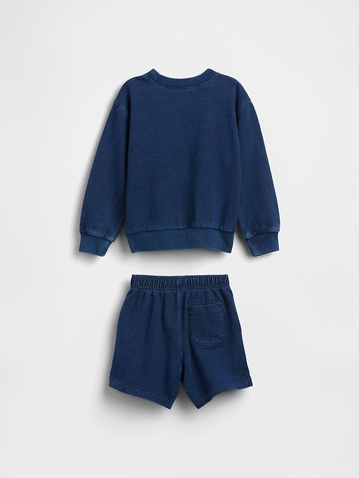 L'image numéro 2 présente Ensemble en jersey bouclette indigo pour Bébé et Tout-petit