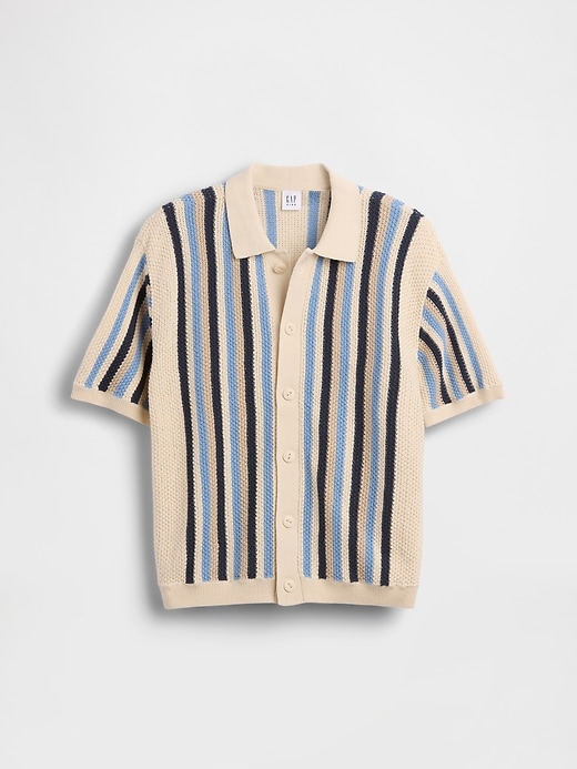Image number 2 showing, Kids Crochet Stripe Sweater Shirt