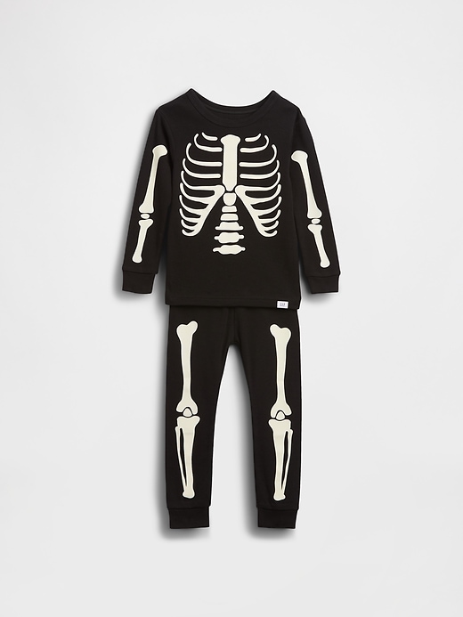 L'image numéro 1 présente Pyjama 100 % coton biologique à motif de squelette phosphorescent pour Enfant et Bébé