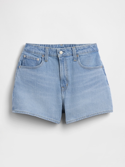 L'image numéro 5 présente Short droit décontracté à taille haute en denim, 9 cm