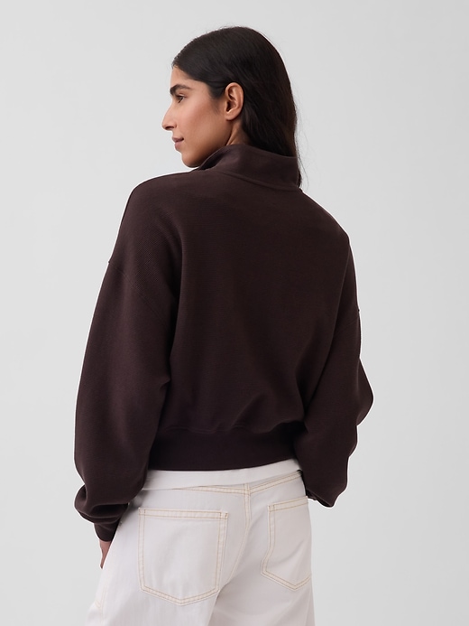 L'image numéro 3 présente Chandail surdimensionné à demi-glissière en coton texturé