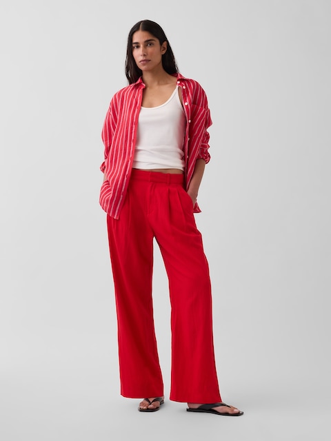 365 High Rise Linen-Blend Trousers